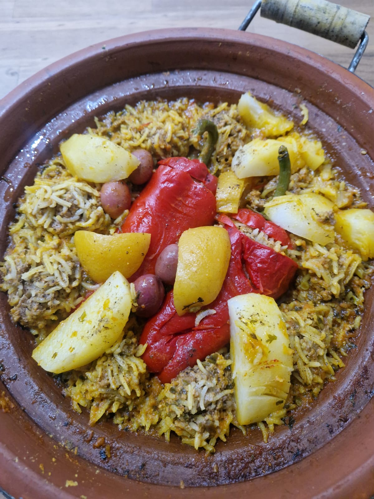 Moroccan Tagine with Rice Vegetables and Meatballs